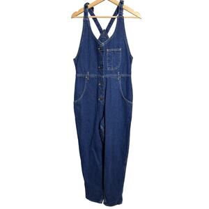 Vintage Lee Denim Overalls Women’s 11/12  Cross Back Bib Button Front Jumpsuit